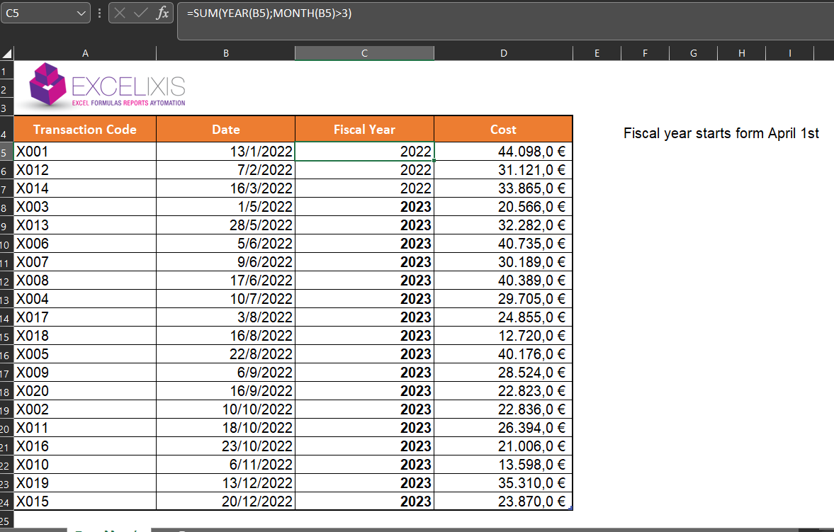 How To Make Fiscal Year In Excel